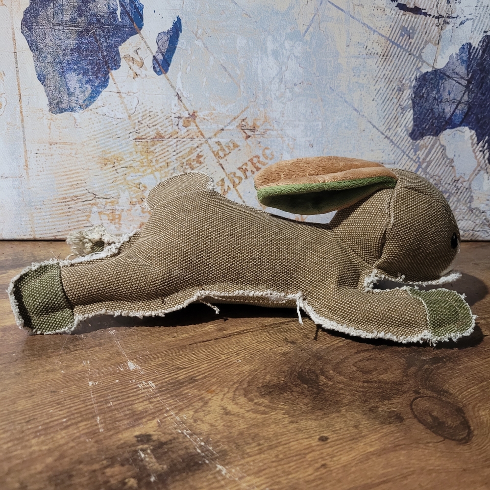 Brown and Green Stuffed Distressed Bunny. - Picture 4 of 7